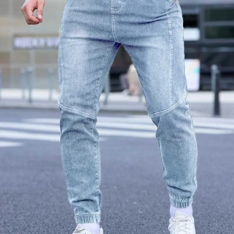 Men's New Arrival 2026 Spring and Summer Pants, Casual Workwear Jogger Jeans with Adjustable Drawstring, Men's Fashion Bottoms, Comfortable Casual Streetwear Jeans, Menswear