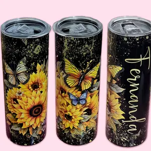 Customized sunflowers Tumbler 20 oz – Gift | Stainless Steel Thermos that Keeps Heat and Cold