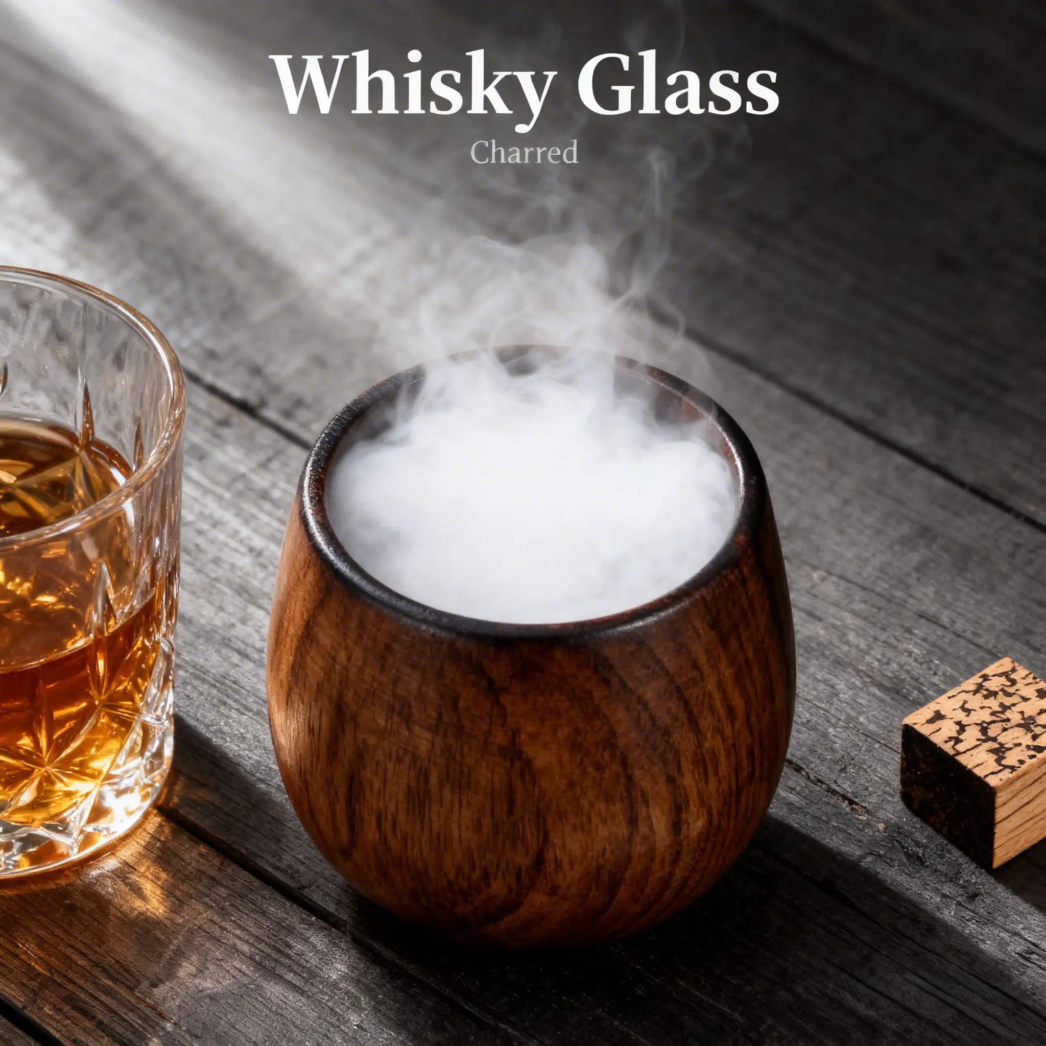Handcrafted Wooden Whiskey Glasses - Charred Old Fashioned Tumbler, Peace-Themed Drinking Glassware, Glass Cup Set, Unique Birthday Gift for Men (Holidays & Special Occasions)