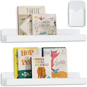 2 Pcs Magnetic Book Shelf for Whiteboard Reusable Magnetic Book Holder and Pen Holder for Classroom Office Refrigerator School Supplies White