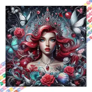 1 set of DIY diamond painting kit, 5D diamond art set, DIY decoration butterfly, red rose, seashell mosaic, diamond art, DIY art home decor, suitable for Christmas.