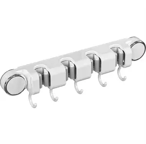 Suction Cup Mop Holder No-Drill Bathroom Mop Hook Wall-Mounted Clip Rack Scratch-Free Strong Mop Holder