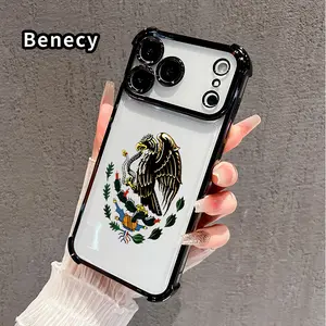 Compatible with iPhone 17 Pro Max 16 15 Plus Air 14 13 12 11 E Case Mexican Eagle Symbol Pattern Clear Protective Four Corners Air Cushion Anti-drop Shockproof Cellphone Casing