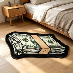 Creative Dollar Bill Shape Rug, Vintage Fashion Artistic Carpet, Washable Plush Mat, Soft Rug, Home Decor for Living Room, Bedroom Rugs, Sofa, Office, Area Rugs, Decorative Rug Mat