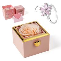 pink rose box+ring+gift box +card