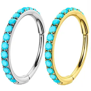ZEVORIA Titanium Hoop Nose Rings Earring Non Tarnish Piercing Jewelry Septum for Women Trendy Goth Accessories Vibrant Turquoise Mother’s Day Gift