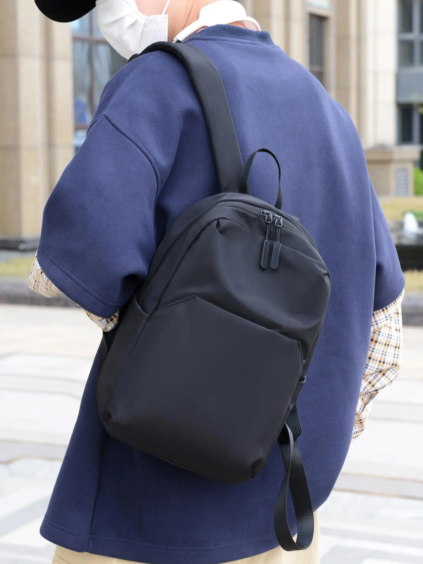 Men's Casual Solid Color Backpack, Simple Design Zipper Backpack, Fashionable Backpack for Daily Commuting, Work, School, Travel, Bag, Stylish Daypack, Casual Nylon Backpack, Travel Backpacks, Backpack Bags