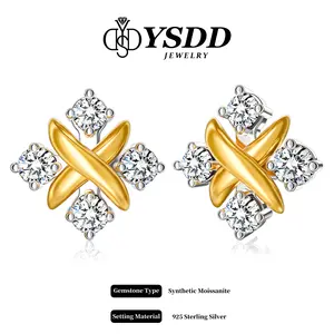 【#473 Herringbone】Classy Four-stone Stud 1/2CT vvs Synthetic Moissanite Earrings in 925 Sterling Silver