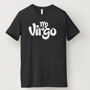 Graffiti Zodiac T-Shirt Virgo Bold Street-Style Astrology Tee Soft Black Cotton Unisex Crewneck Short Sleeve Top Menswear Big Sun White Streetwear Shortsleeve