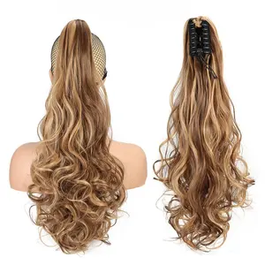 Ponytail Extension Claw Long Wavy Curly Clip in Hair Extensions Ponytail Natural Soft Synthetic Hairpiece for Halloween Christmas Parties or Daily Use