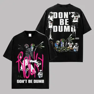 Rocky Don’t Be Dumb Graphic T-Shirt, Vintage Rap Streetwear Tee, Hip Hop Oversized Black Shirt, Urban Music Fashion Graphic Tee For Rap Fans