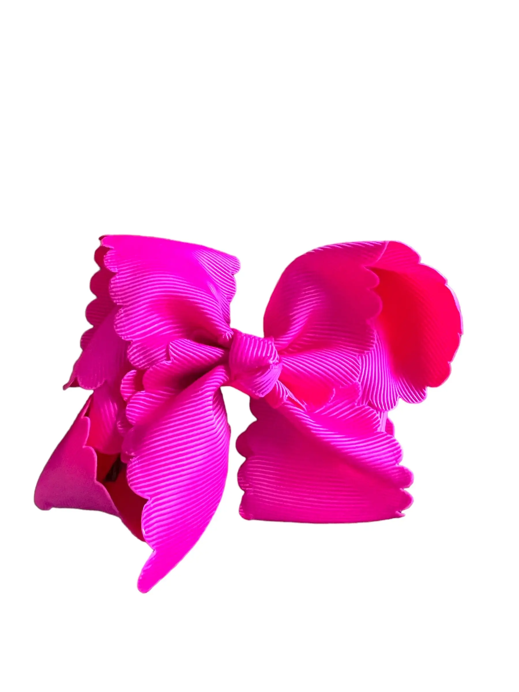 Hot Pink Scalloped Edge Grosgrain Hair Bow