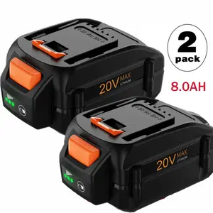 High quality 2Pack 8.0AH For WORX 20V MAX Extend Lithium Battery WA3520 WA3525 WA3575