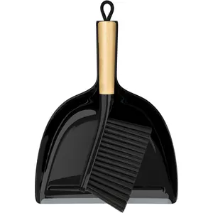 Dustpan and Brush Set, Portable Cleaning Brush and Dustpan Combo with  Handle, Black, 1 Set