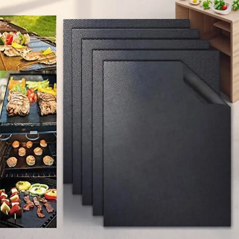Non-Stick Silicone Barbecue Mat, 4 Counts/set Reusable Heat Resistant Barbecue Grill Mat, Easy to Clean Barbecue Mat for Outdoor Camping Party, Barbecue Accessories, BBQ Grill Accessories