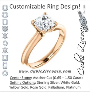 Cubic Zirconia Engagement Ring- The Ursula (Customizable Asscher Cut High-Set Solitaire)