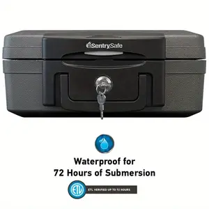 New Fire-Resistant Box Safe and Water-Resistant Safe with Key Lock, 0.17 Cu. ft., Blac