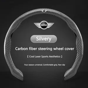 Carbon Fiber Car Interior Steering Wheel Non-slip Cover Protective For MINI John Cooper Works R56 F56 R53 R60 Clubman Styling Accessories Steering Wheel Covers