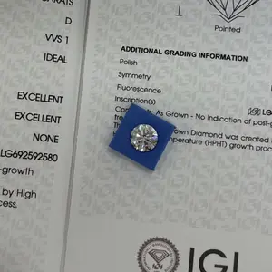 Round 2ct, Lab-Grown Diamond, D-VVS1, IGI Certificate