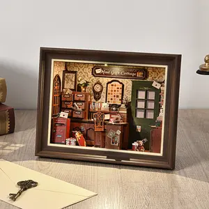 ETKVR ZR05  Book Nook Kit-3D Wooden Puzzle with LED Switch Control & Wall-Mountable Frame,DIY Miniature House for Beginners,Bookshelf/Tabletop/Wall Decor for Craft Lovers,Dollhouse Gift,Holiday Bookstore