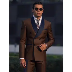 Men's 2-piece Suit Set, Double-breasted Fitted Sport Jacket and Trousers, Perlis Pattern Suit - Wedding Tailcoat, Business Suit