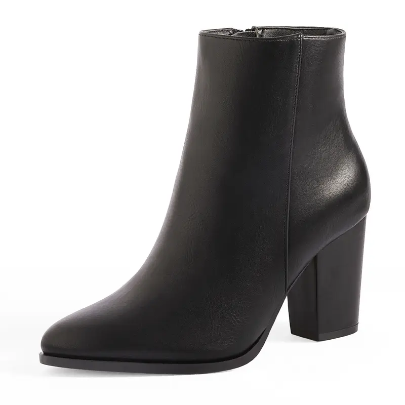 Dream Pairs Women's 4.5-inch Block Heel Ankle Booties - Black/PU Zip-Up Footwear with Comfortable Heels, Casual Elegant Summer-Vibe Shoes for Dress-Up Occasions, Shoes for Women