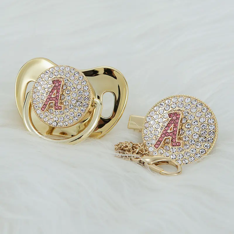 MIYOCAR Luxury Initials 3D Letter Bling Pacifier – Custom Initial Baby Pacifier with Rhinestones | Luxury Baby Gift, Keepsake