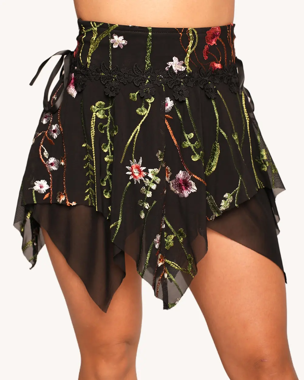 Lace Flowerfields Stretch Ruffle Skirt