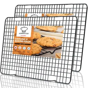 2-Piece Carbon Steel Non-Stick Cooling Racks, Special Drying Nets for Mooncakes, Bread, Cakes & Cookies, Baking Cooling Tools for Home & Commercial Use