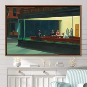 Edward Hopper Nighthawks, Framed Canvas Print, Large Wall Art Print, Abstract Large Art, Minimalist Art, Gift, Wall Decor
