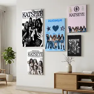 Girl Group KATSEYE Self-adhesive Art Painting Calligraphy High Definition Waterproof Nordic Canvas Wall Art Solid Wood Inner Frame Modern Minimalist Home Decoration Painting For Living Room Bedroom Ready To Hang Gift For Loved Ones