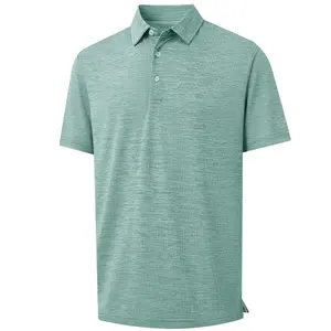 MAELREG Men’s Golf Polo Shirt Shortsleeve, Heather Dry Fit Performance Moisture-Wicking Collared Casual Menswear Top