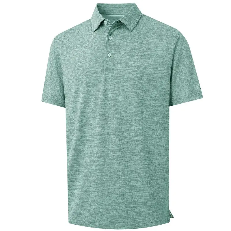 MAELREG Men’s Golf Polo Shirt Shortsleeve, Heather Dry Fit Performance Moisture-Wicking Collared Casual Menswear Top