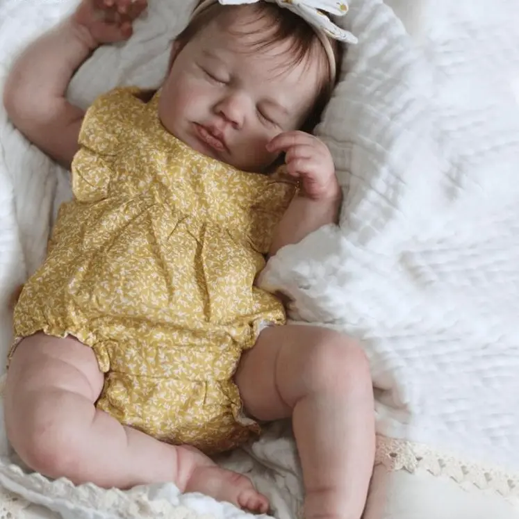 Reborn Toddler Doll - 50cm/20inch Realistic Sleeping Baby Collectible, 3D-Paint Soft Vinyl Skin, Visible Veins, Can Sit But Not Stand, Articulated Set, Conforms to ASTM F963, 3-4Y Kids' Birthday Present with Clothes Set