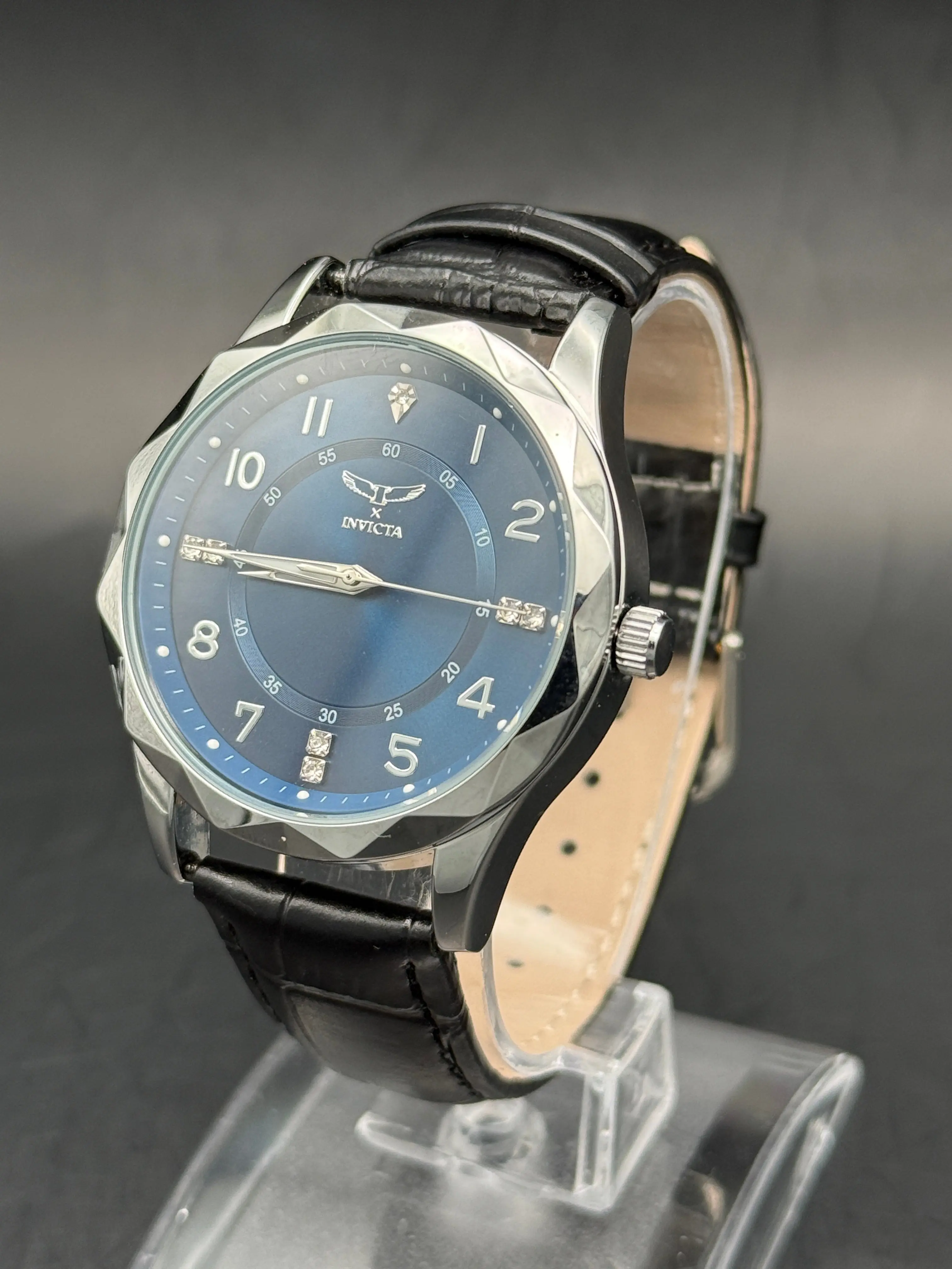 Invicta Specialty 69028 Blue Dial Quartz Watch – Black Leather Strap