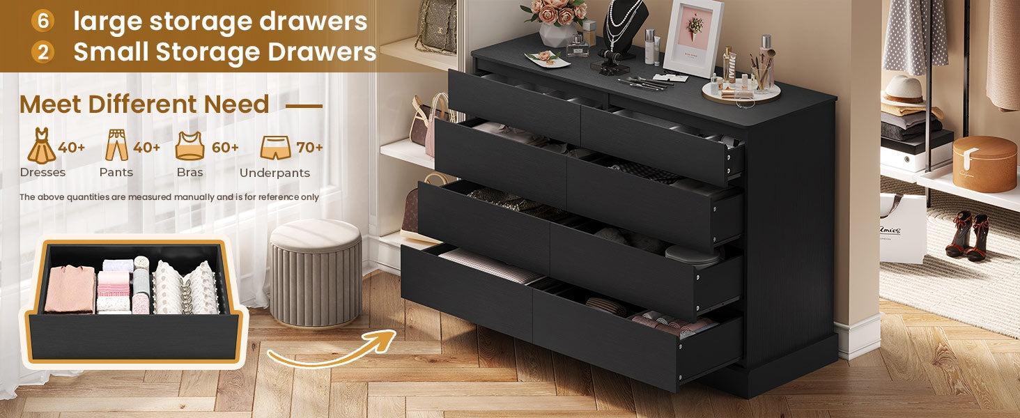 Sikaic 8 Drawers Long Double Dresser with Storage Organizer Organization Unique Bedroom Furniture