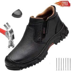 Waterproof Safety Boots Men Indestructible Steel Toe Work Boots Anti-smash Stab-resistant Safety Shoes Slip Resistant wear resistant Protective Boots Construction Work Shoes Construction Work & Daily Wear