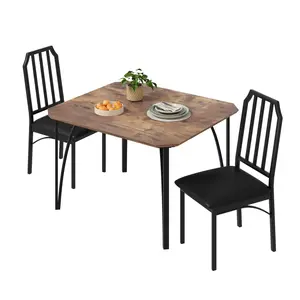 Garvee Multi-Functional Dining Table Sets: Includes 2-4 Seat Options with Upholstered Cushioned Chairs, Square Metal and Wood Tables, Designed for Small Spaces and Apartments, Easy to Assemble, Modern and Comfortable