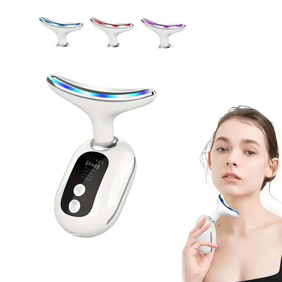 3 Gears Face and Neck Massager, Home Neck Massager Based on Heat and Vibration Technology for Women and Men
