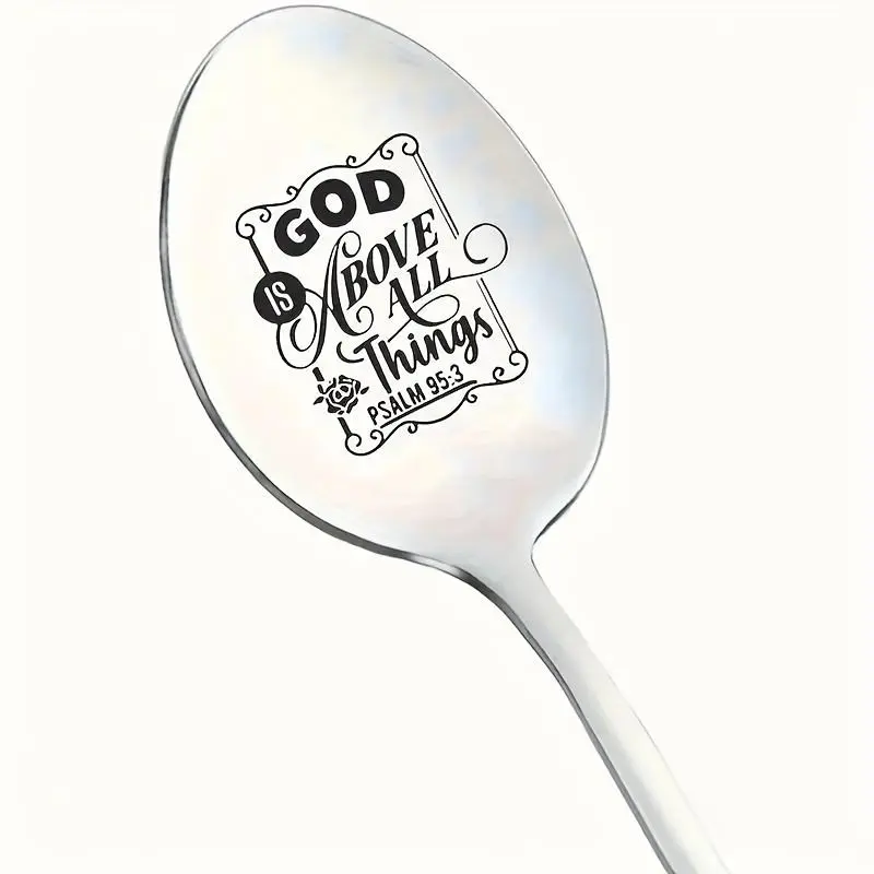 Stainless Steel Carved Spoon, 1 Count Letter Pattern Spoon, Coffee Spoon, Tea Spoon, Ice Cream Spoon, Dessert Spoon, Kitchen Utensils