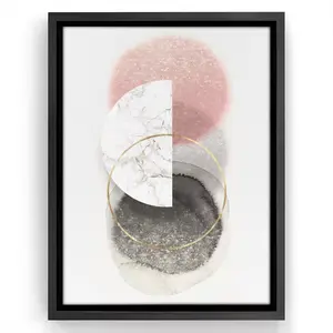 Americanflat - 20x30 Floating Canvas Black - Blushing Geo Iii by PI Creative Art