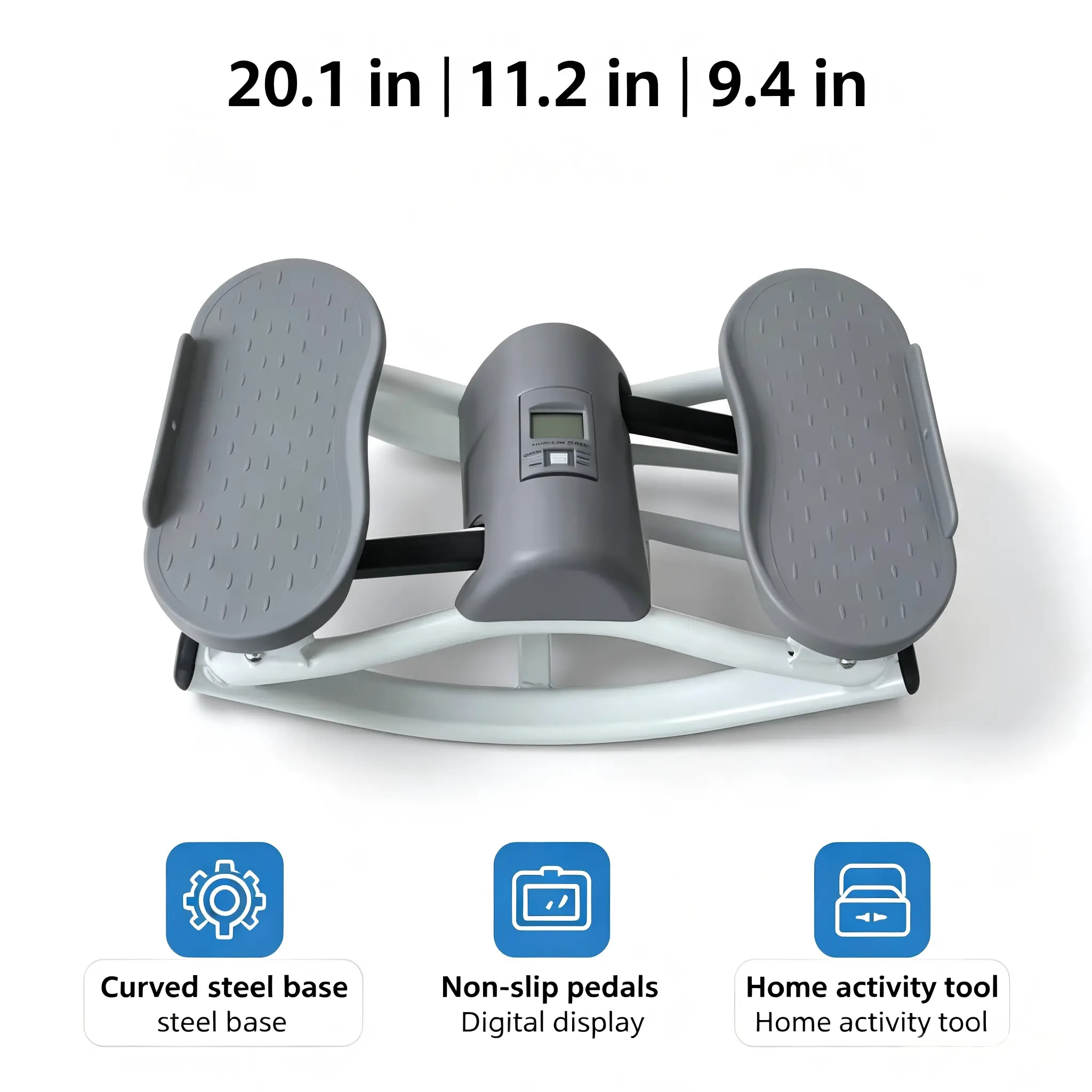 Stationary Home Rocking Activity Tool with Digital Monitor - Mechanical Gray/White Household Movement Accessory for Living Spaces