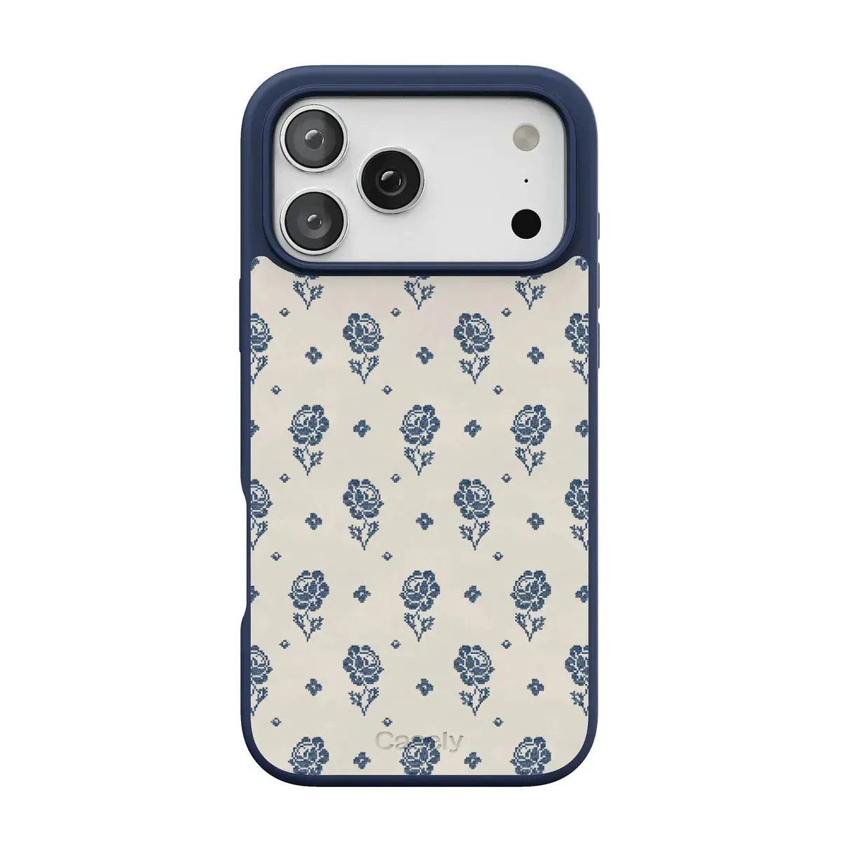 Casely iPhone 17 Pro Case | Seaside Stitch | Vintage Roses | Align Soft-Touch Flexible Bumper Case | Compatible with MagSafe