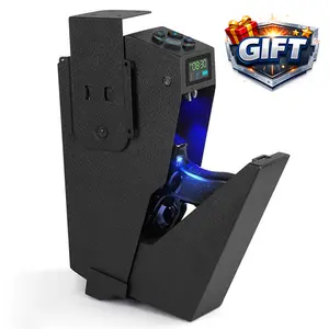 Mounted Gun Safe,California DOJ Certified Handgun Safe, Auto Open Lid Smart Pistol Safe with Biometric Fingerprint or Keypad Lock