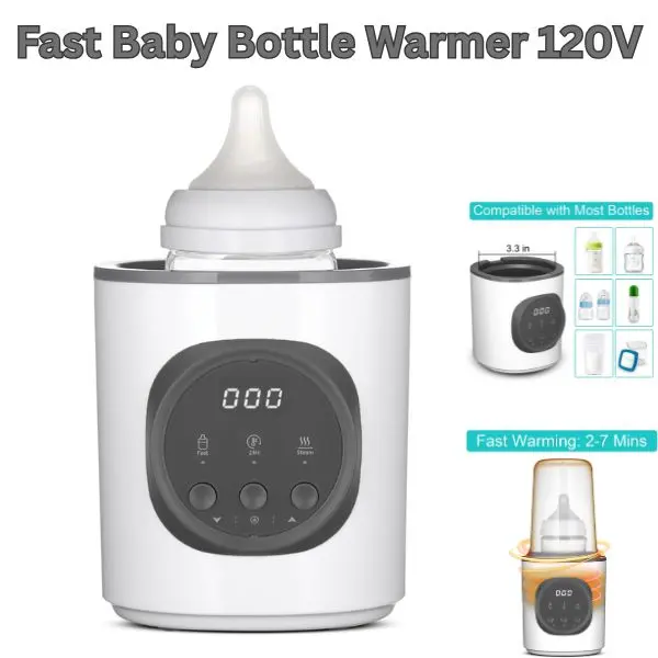 Portable Baby Bottle Warmer for Parents, a Plain BPA-Free Design with Quick Heating for Breastmilk and Formula, 120V Travel Size Accessory to Simplify Feeding Time for Ages 0-3 Years