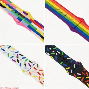 2026 Trending Rainbow-Colored Watch Band — Compatible with Apple Watch (Series 2, 3, 4, 5, 6, 7, 8, 9, 10, 11, SE) — Silicone Sports Band (Band Only)