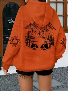 Single Piece Waffle Fleece Jacket Coat, Comfortable Warm Versatile Outerwear, Perfect for All Seasons, Stylish and Cozy Design