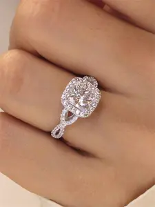 1 PC Glamorous Cubic Zirconia Ring For Women For Wedding Engagement Party Jewelry Valentine's Day Gift Heart Shaped Engagement Ring Heart Design Ring Bridal Engagement Ring