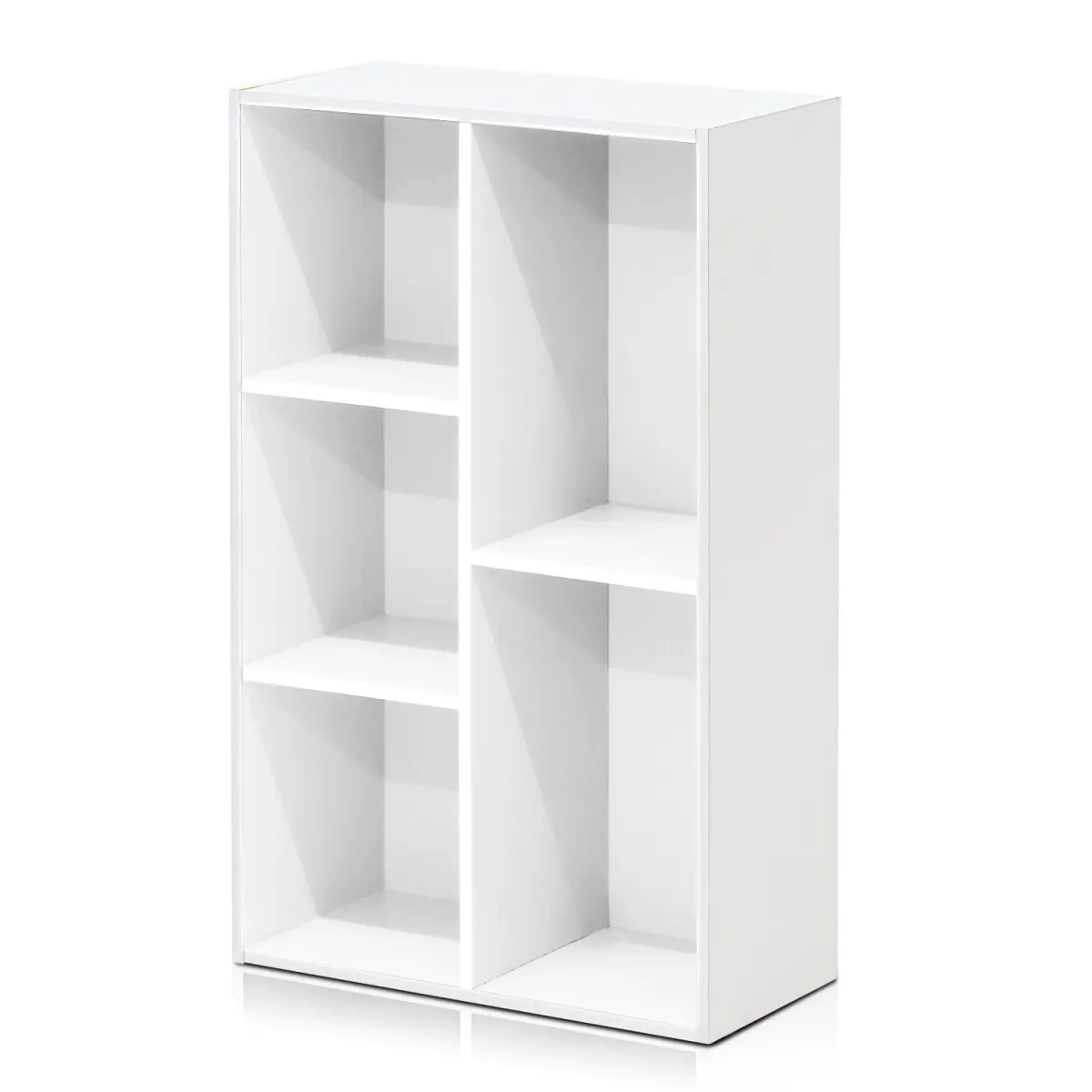 212 MAIN 5-Cube Open Bookshelf Storage Unit, White Particle Board Cube Shelves for Indoor Decor, Commercial & Office Furniture Use