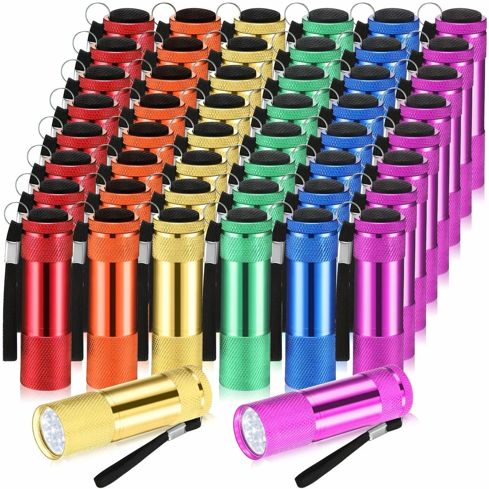 48pcs Bulk Set Battery-Powered Mini Aluminum Handheld LED Flashlights with Lanyard, Dog & Cat Urine Detectors for Emergency Camping Party Favors (Classic Color)